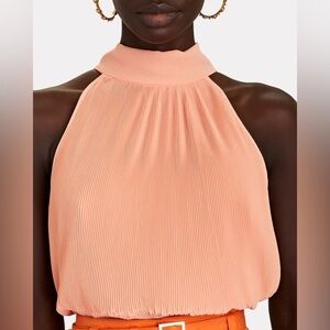 NWT Veronica Beard Alexa Blouse Size 14 Pleated Highneck Flouncy Lightweight